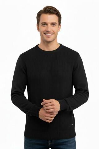 Erkek Sıfır Yaka Kazak Petek Örgü Klasik Kalıp 5243C BGL-ST04859