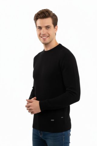 Erkek Sıfır Yaka Kazak Petek Örgü Klasik Kalıp 5243C BGL-ST04859