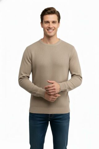 Erkek Sıfır Yaka Kazak Petek Örgü Klasik Kalıp 5243C BGL-ST04859