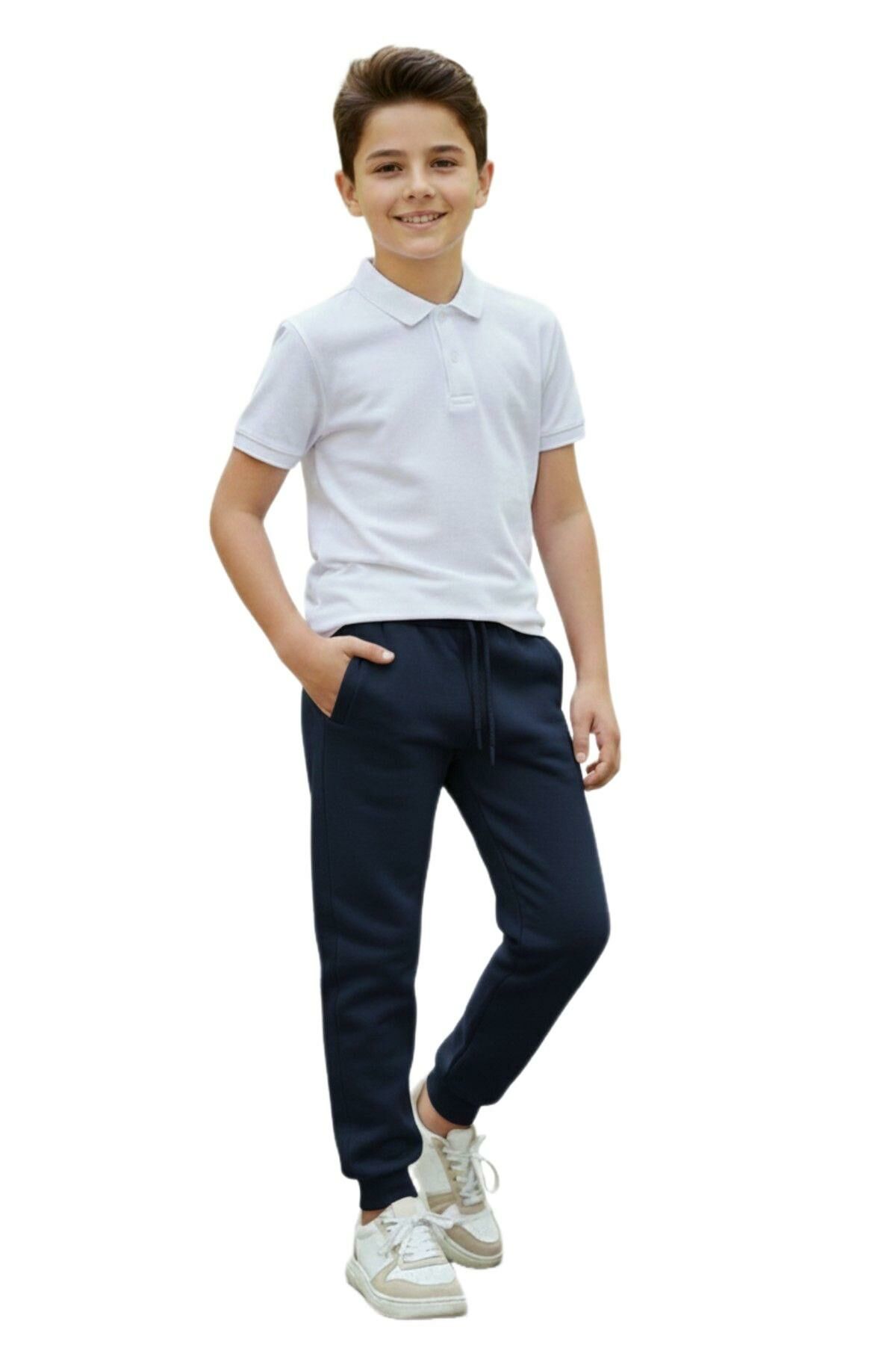 Lacivert Renk 3 İplik Manşetli Kız Erkek Çocuk Eşofman Alt BGL-ST05046