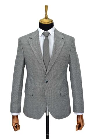 Erkek Gri Tek Spor Ceket Çift Yırtmaçlı BGL-ST03981