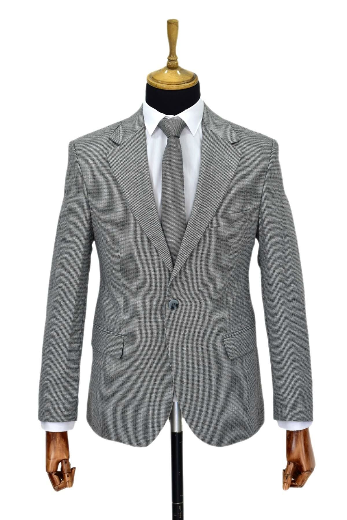 Erkek Gri Tek Spor Ceket Çift Yırtmaçlı BGL-ST03981