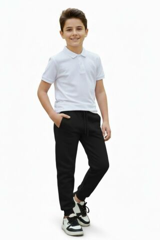 Siyah Renk 3 İplik Manşetli Kız Erkek Çocuk Eşofman Alt BGL-ST05047