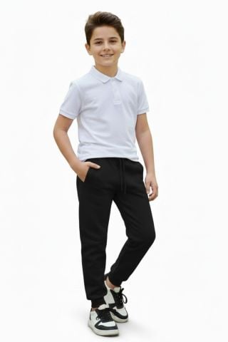 Siyah Renk 3 İplik Manşetli Kız Erkek Çocuk Eşofman Alt BGL-ST05047