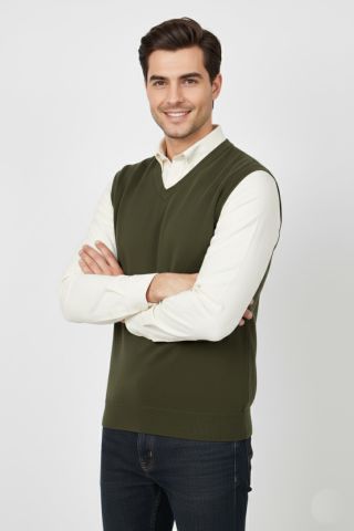 Erkek V Yaka Süveter  Çelik Örgü Regular Kalıp BGL-ST04839
