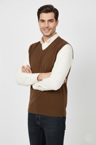 Erkek V Yaka Süveter  Çelik Örgü Regular Kalıp BGL-ST04839