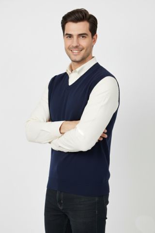 Erkek V Yaka Süveter  Çelik Örgü Regular Kalıp BGL-ST04839