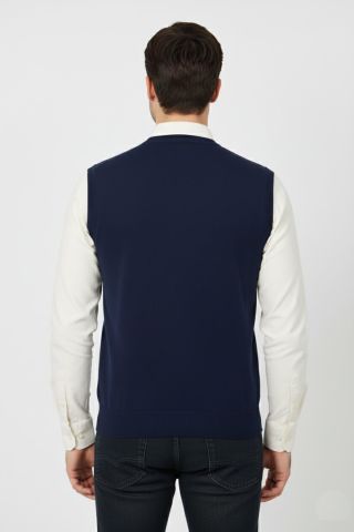 Erkek V Yaka Süveter  Çelik Örgü Regular Kalıp BGL-ST04839