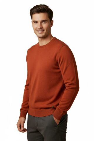 Erkek Sıfır Yaka Kazak Çelik Örgü Klasik Kalıp 4241C BGL-ST04857