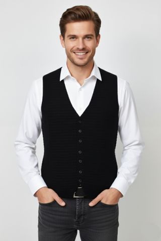 Erkek Spor Düğmeli Yelek Çelik Örgü Regular Kalıp BGL-ST04837