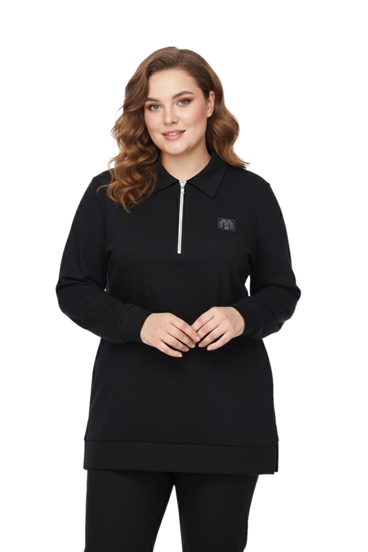 Kadın Polo Yakalı Önü Fermuarlı Bluz BGL-ST05088