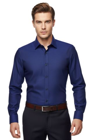 Erkek Slim Fitt Uzun Kol Petek Dokulu Gömlek 2423 BGL-ST04814