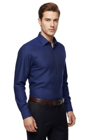 Erkek Slim Fitt Uzun Kol Petek Dokulu Gömlek 2423 BGL-ST04814