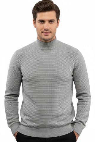 Erkek Yarım Balıkçı Kazak Triko Klasik Kalıp 5240B BGL-ST04856