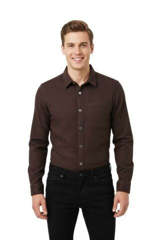 Erkek Spor Silim Fit Kanvas Tek Cepli Gömlek BGL-ST04955