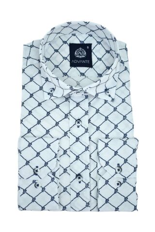 Erkek Silim Fitt Çizgi Kareli Uzun Kol Gömlek BGL-ST02981