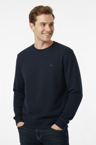 Erkek Sıfır Yaka Selanik Sweatshirt Regular Kalıp BGL-ST04926
