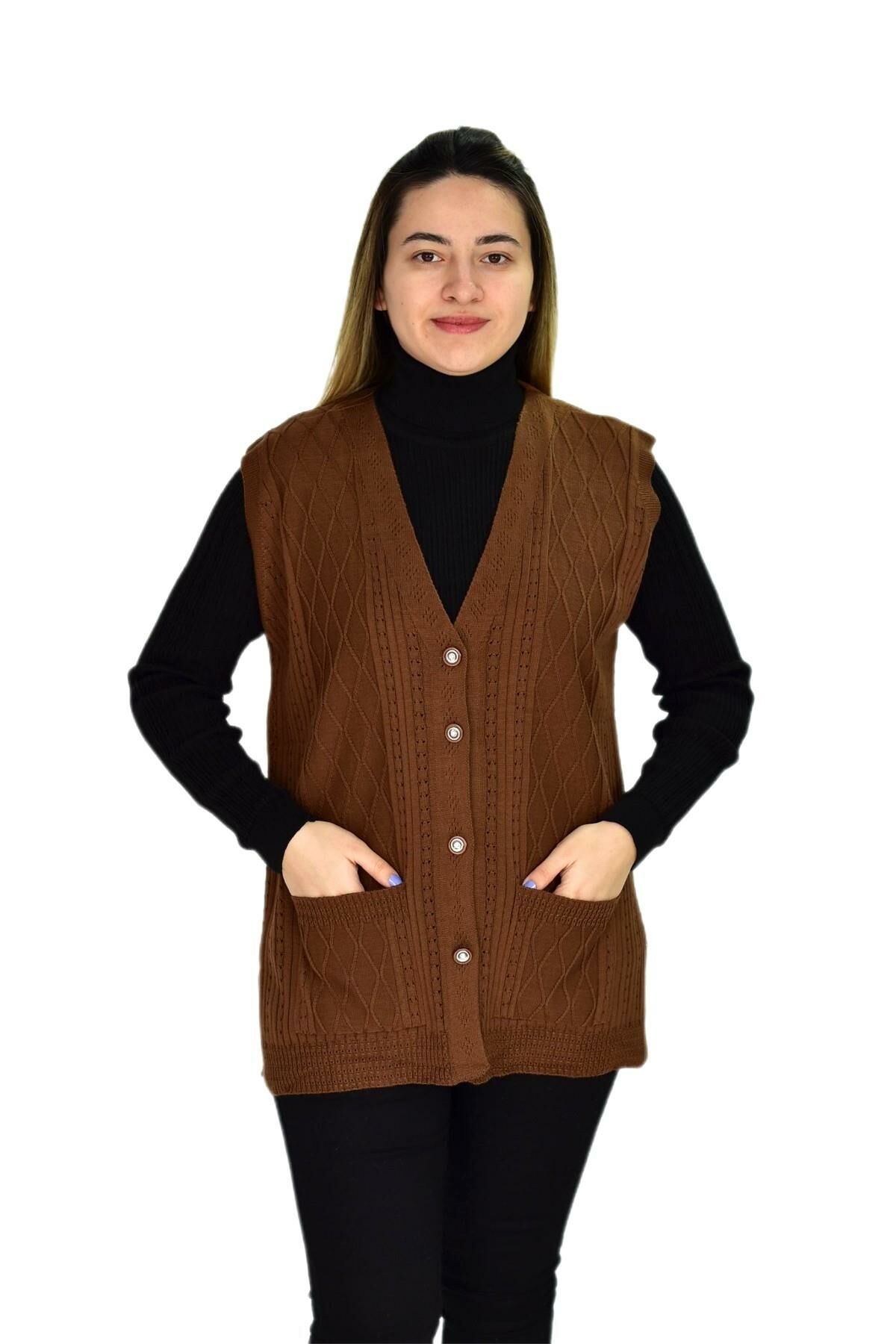 Kadın Cepli Triko Yelek BGL-ST03344