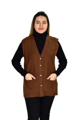 Kadın Cepli Triko Yelek BGL-ST03344