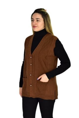 Kadın Cepli Triko Yelek BGL-ST03344