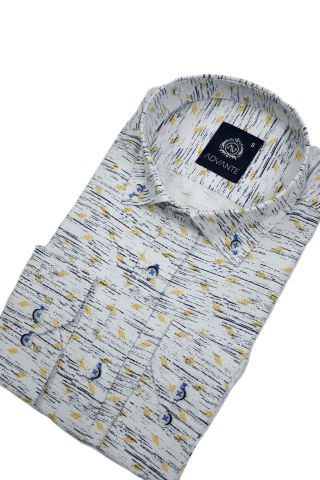 Erkek Silim Fitt Çizgili Uzun Kol Gömlek BGL-ST02982