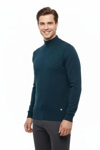 Erkek Yarım Balıkçı Kazak Çelik Örgü Regular Kalıp 5204B BGL-ST04855