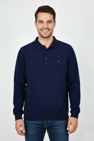 Erkek Polo Yaka Cepli Selanik Sweatshirt Regular Kalıp BGL-ST04923