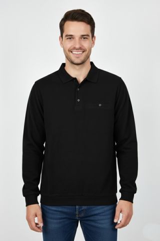 Erkek Polo Yaka Cepli Selanik Sweatshirt Regular Kalıp BGL-ST04923