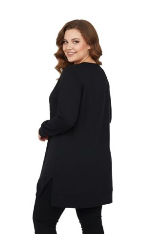 Kadın Siyah Sıfıryaka Taşlı Tunik BGL-ST05086