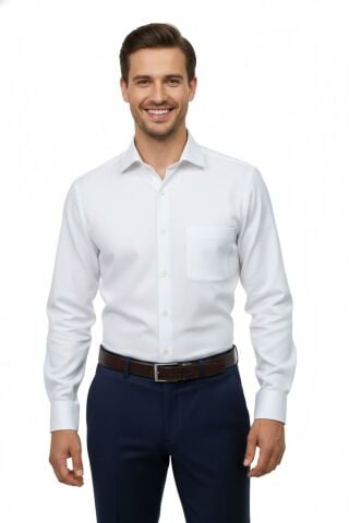 Erkek Regular Fitt Uzun Kol Petek Dokulu Gömlek 3635 BGL-ST04811