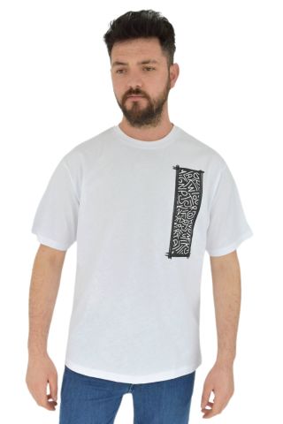 Erkek Baskılı Oversize Tişört 2380 BGL-ST02803