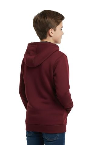 Bordo Fermuarlı Kapüşonlu Cepli Kız Erkek Sweatshirt BGL-ST04999