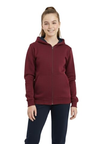 Bordo Fermuarlı Kapüşonlu Cepli Kız Erkek Sweatshirt BGL-ST04999