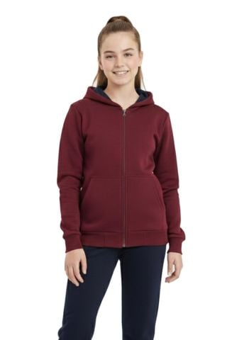Bordo Fermuarlı Kapüşonlu Cepli Kız Erkek Sweatshirt BGL-ST04999