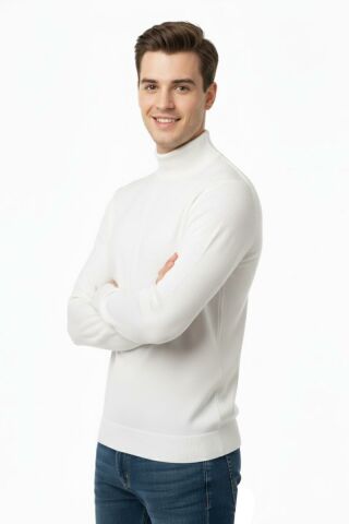 Erkek Yarım Balıkçı Kazak Çelik Örgü Regular Kalıp 4241B BGL-ST04854