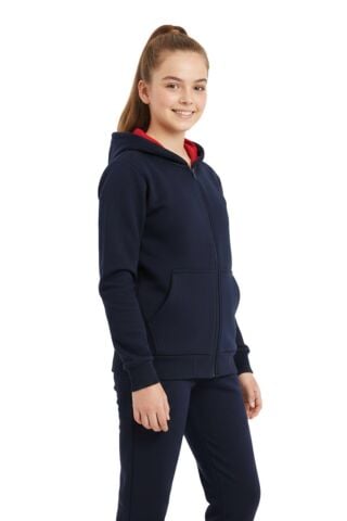 Lacivert Fermuarlı Kapüşonlu Cepli Kız Erkek Sweatshirt BGL-ST05000