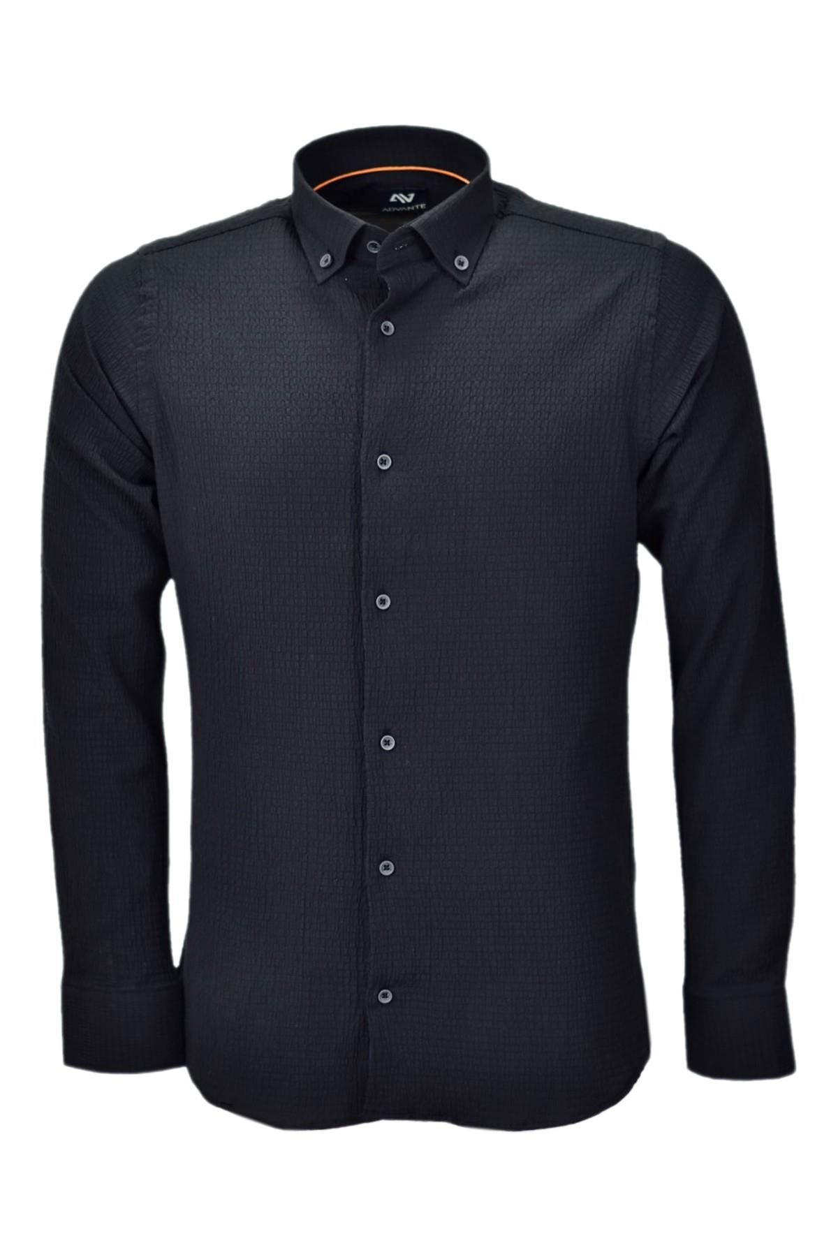 Erkek Silim Fit Spor Gofre Uzun Kol Gömlek BGL-ST03898