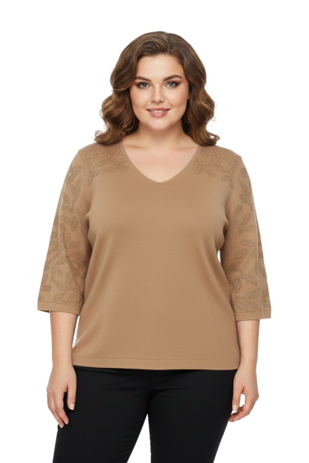 Kadın V Yaka Yaka Truva Kol Kazak BGL-ST05081