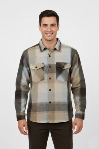 Erkek ekose Silim Fit Oduncu Gömlek Çift Cepli 9971 BGL-ST04920