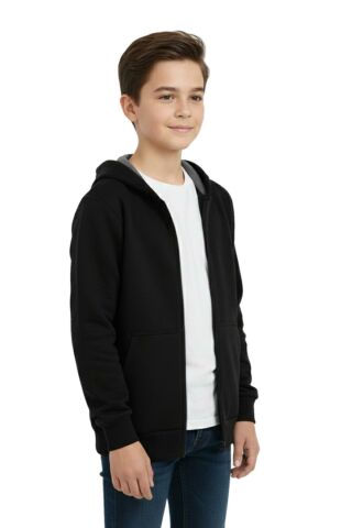 Siyah Fermuarlı Kapüşonlu Cepli Kız Erkek Sweatshirt BGL-ST05001