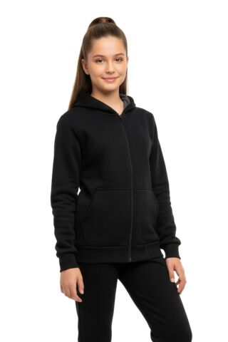 Siyah Fermuarlı Kapüşonlu Cepli Kız Erkek Sweatshirt BGL-ST05001