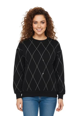 Kadın Sıfıryaka Sweatshirt Taşlı BGL-ST05060