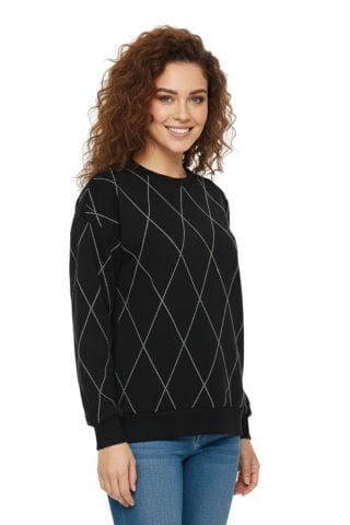 Kadın Sıfıryaka Sweatshirt Taşlı BGL-ST05060
