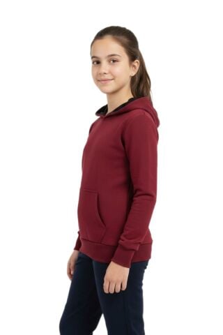 Çocuk Bordo Kapüşonlu Cepli 3 İplik Kız Erkek Sweatshirt BGL-ST05004