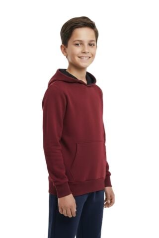 Çocuk Bordo Kapüşonlu Cepli 3 İplik Kız Erkek Sweatshirt BGL-ST05004