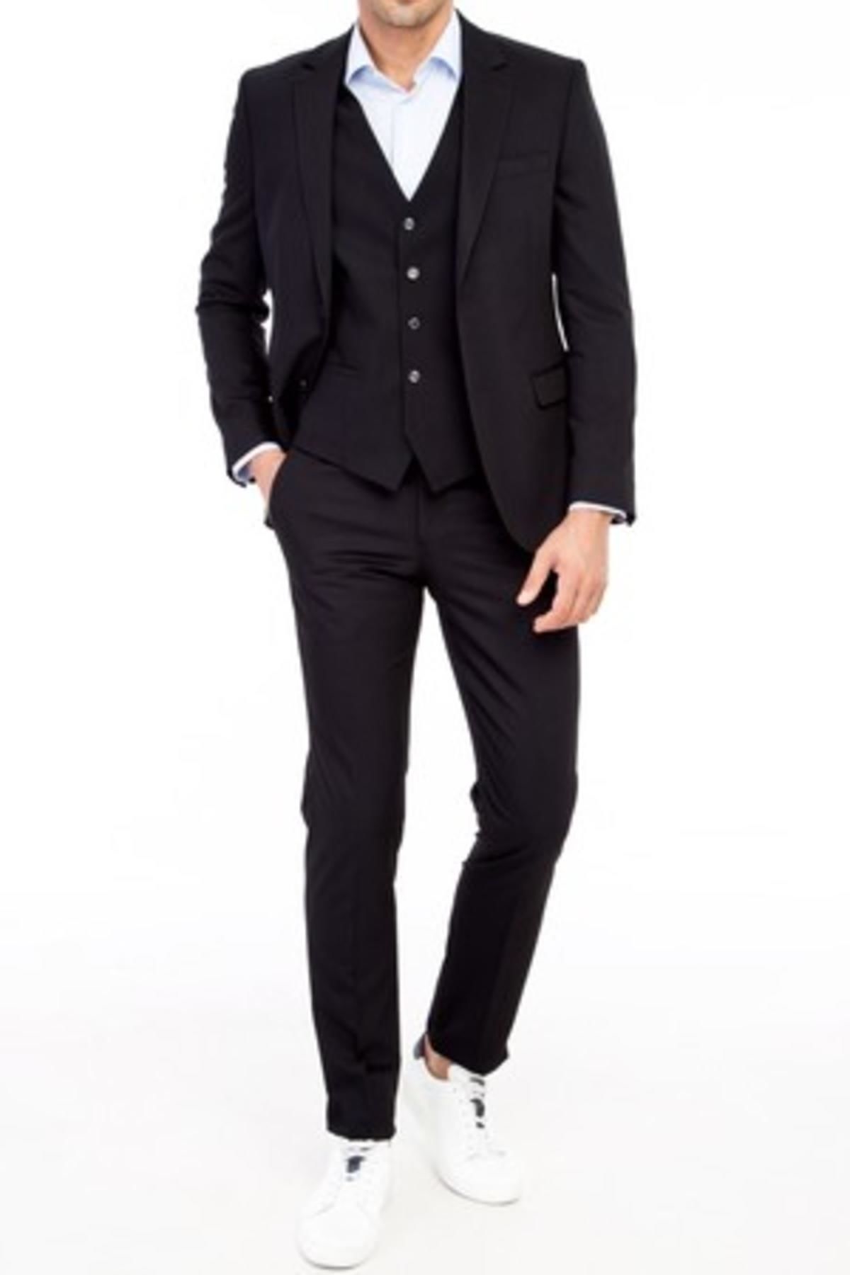 Erkek Takım Elbise Çift Yırtmaç Yelekli Silim Fit BGL-ST01244