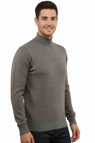 Erkek Yarım Balıkçı Kazak Çelik Örgü Regular Kalıp 5206B BGL-ST04853