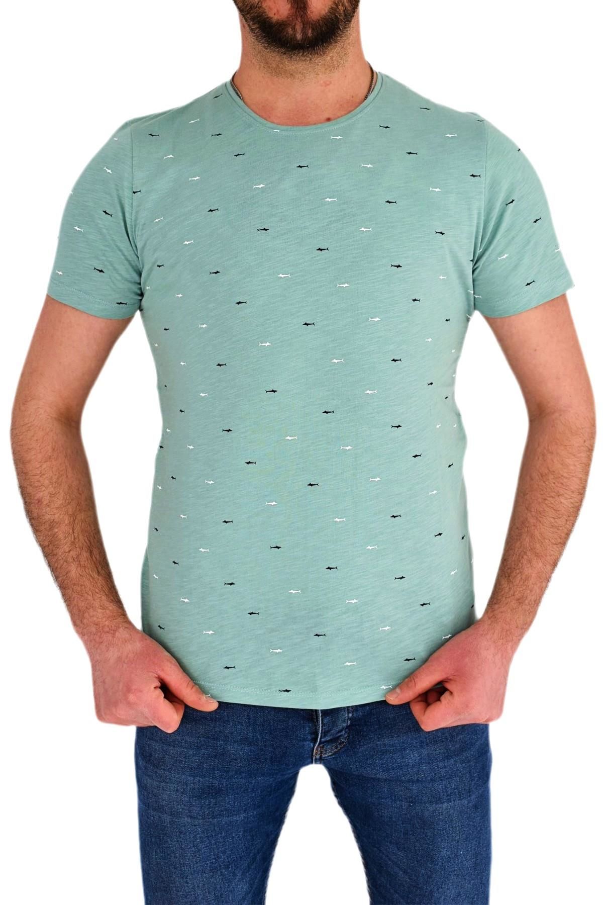 Erkek Sıfır Yaka Tişört T-768 BGL-ST01834