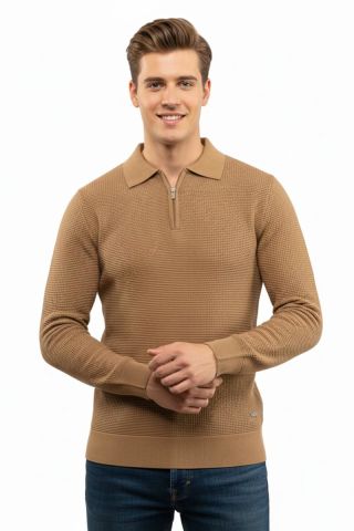 Erkek Fermuarlı Polo Yaka Triko Kazak 5240F BGL-ST04852