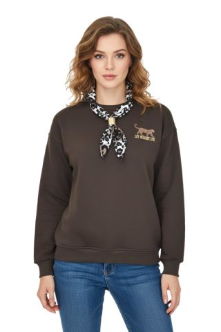 Kadın Spor Sıfıryaka Sweatshirt Fular lı BGL-ST05062
